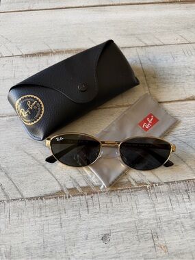 Ray-Ban Gold Frame Sunglasses with Black Lenses